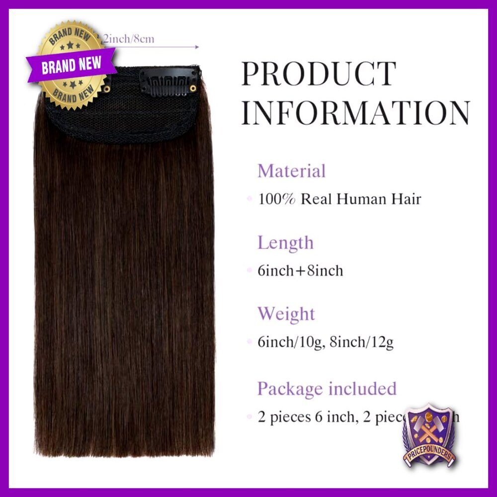 Clip In Short Hair Extensions 100% Remy Human Hair Invisible Volume Boost - Picture 4 of 5